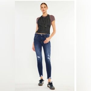 NWT KanCan MID RISE ANKLE SKINNY JEANS DARK WASH